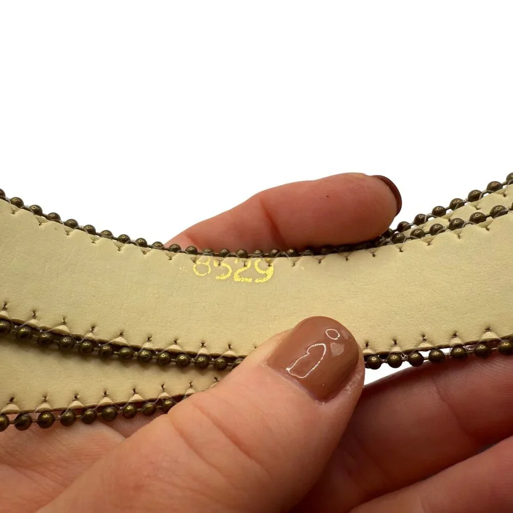 Gold Textured Belt Hammered Buckle Small Studded Edge Statement Belt Shiny Disco